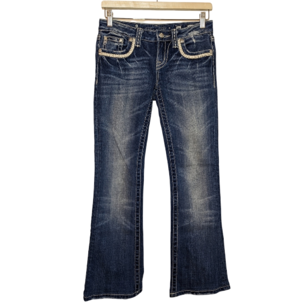 Womens Blue Embroidered Bootcut Jeans - 7 For All Mankind Style - Picture 3 of 15